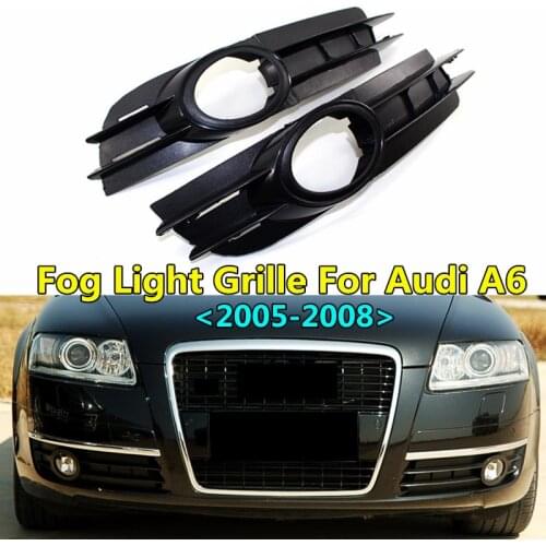 WL 2pcs Front Bumper Racing Grills Fog Light Grille For Audi A6 C5 C6 2005 2006 2007 2008 Replacement Foglamp Frame 4F0807681A