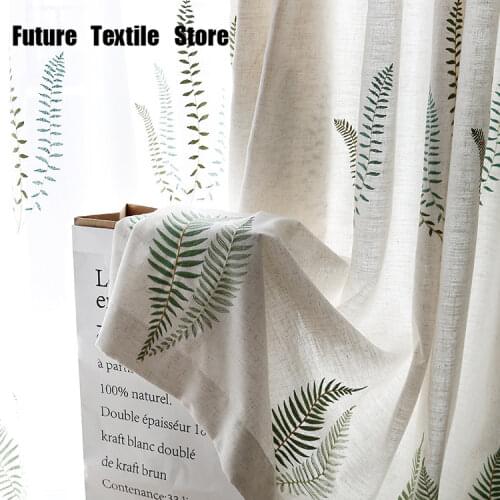 American Cotton and Linen Embroidery Simple and Modern Custom Screen Finished Product Curtains for Living Dining Room Bedroom