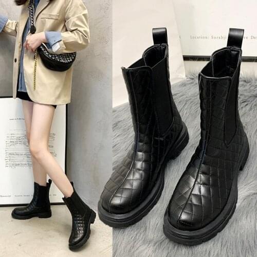 Martin Boots Women British Style 2020 New Autumn Retro Wild Thick-soled Increased Chelsea Motorcycle Boots Women Shoes