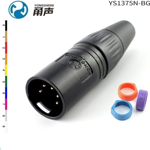 1Pcs Yongsheng YS1375N-BG dazzling black gold-plated male plug with color ring five-core balanced XLR accessories HIFI