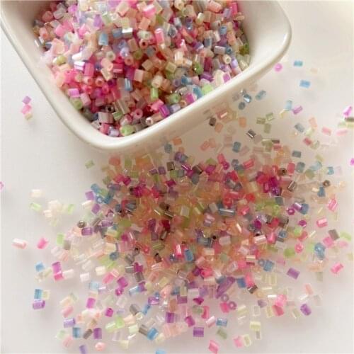 10g 3mm Glass Beads Tube Crafts Sewing Beaded Tassel Wedding Dress Performance Clothes Beads Diy Handmade Decorative Materials