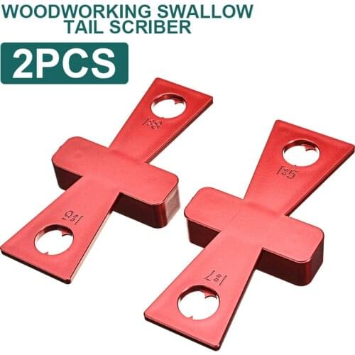 2PCS Woodworking Dovetail Marker Hand Cut Wood Joints Guide Gauge Red Plastic Swallow Tail Woodwork Marking Gauge Measuring Tool