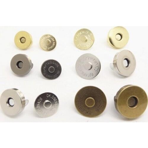250 SET X 18MM Gold Antique brass Gun metal Silver Strong Magnetic Fastener Snaps Clasps For Purse Bags Sewing Button