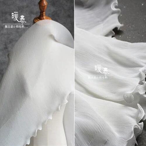 34cm Wide Pleated Wave Lace Trim White Folds Ruffle DIY Applique Collar Fringe Skirt Dress Decor Designer Accessories