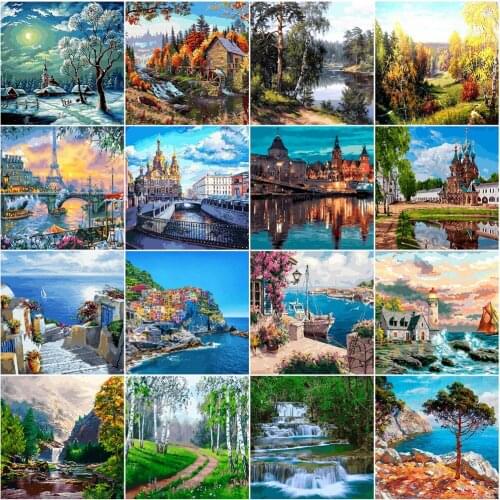 5D DIY City Landscape Diamond Painting Kits Full Round Square with AB Drill Mosaic Picture Art Craft Handmade Home Decor