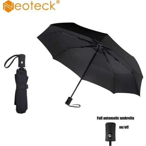 Neoteck Automatic Umbrella Auto Open Close Windproof Folding Travel Umbrella with Fiber Umbrella Bag Water-Absorbent Umbrella