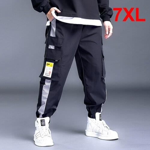 Baggy Cargo Pants Side Stripes Patchwork Pant Men Joggers Sweatpants Streetwear Fashion Trousers Male Bottoms Big Size 7XL HX615