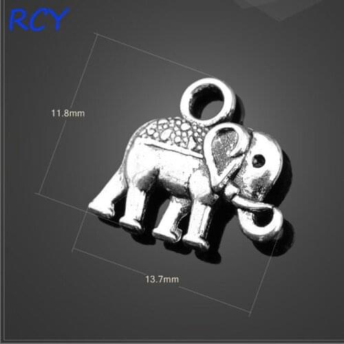 Factory Price 10 Pieces/lot 11mm*13mm Antique Silver Plated elephant charm animal charms for jewelry making