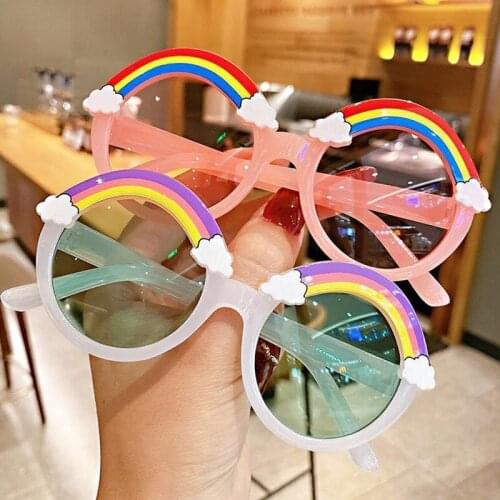 Children Round Sunglasses Kids Rainbow Sun Glasses Baby Shades Colorful Eyeglasses Boys Girls Purple Cute Eyewear UV400