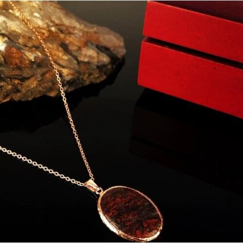 Dr Stone Natural Stone Women Jasper Stone Rose Gold Plated Necklace KRB3 372868371