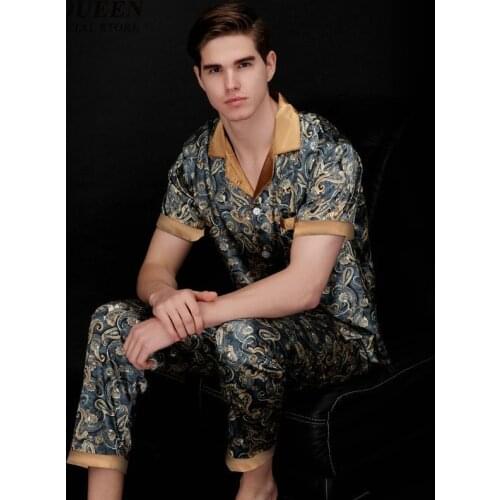 EASTQUEEN Mens Silk Pajamas