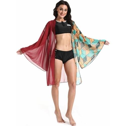 Anime Demon Slayer Kimetsu no Yaiba Tomioka Giyuu Bikini Beach Swimsuit Set Cosplay Costume Swimwear