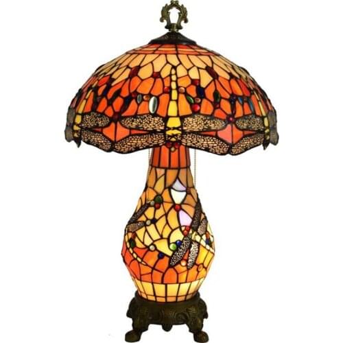Creative Tiffany Table Lamp Living Dining Room Bedroom Hotel Dragonfly Table Lamps Stained Glass European Glazed Desk Lamp Light