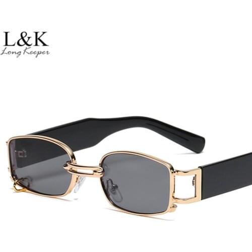 LongKeeper 2020 Square Sunglasses Men Women Metal Frame Small Rectangle Sun Glasses Shades Female Male Vintage Steampunk Glasses