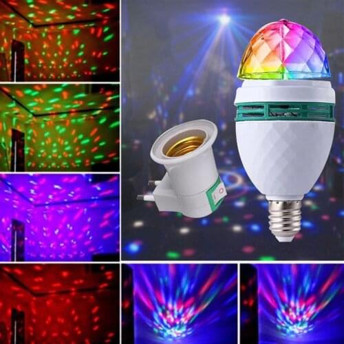 LED RGB Color Crystal Magic Ball Bulb E27 Rotating Light Laser Projector DJ Disco Stage Light KTV Bar Christmas Party Light