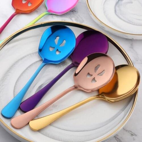 Coffee Scoop Stainless Steel Dessert Spoon Food Grade Ice Cream Candy Tea Spoon Salad Spoon Colander Kitchen Tableware