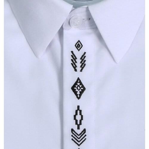 New arrival Doorway Geometric Patterns Embroidered Arrangement Fashion Trend Men Casual Shirts long Sleeve plus size M-3XL 4XL