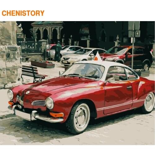 CHENISTORY Frameless Vintage Car DIY Painting By Numbers Landscape Modern Wall Art Hand Painted Unique Gift For Home Decor 40x50