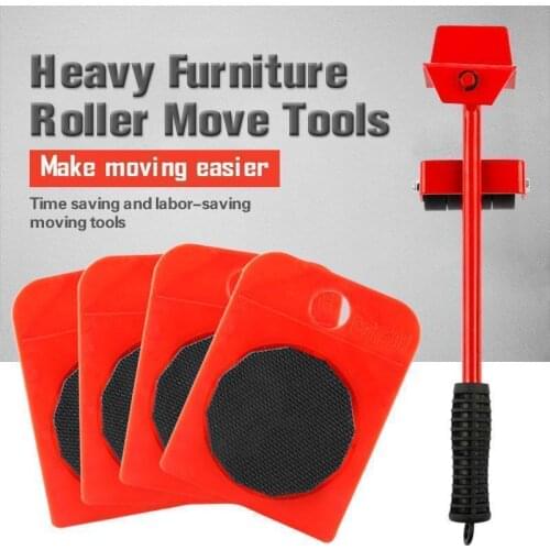 Furniture Mover Tool Set Transport Lifter Heavy Stuff Moving 4 Wheeled Mover Roller with Wheel Bar Moving Device Tools Dropship