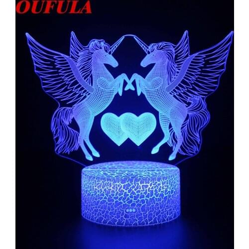 Night LED Lights Horse 3D lamp Cute Toy Gift 7 Color Abstract Artist Graphics Cartoon Atmosphere Lamp For Children Kids Room