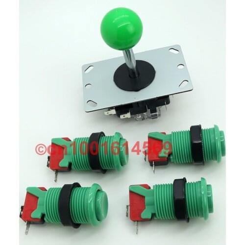 New Arcade Stick + 4 x Arcade Games Happ Style Arcade Button With Build - in Microswitch For PC Controller Computer Game - Green