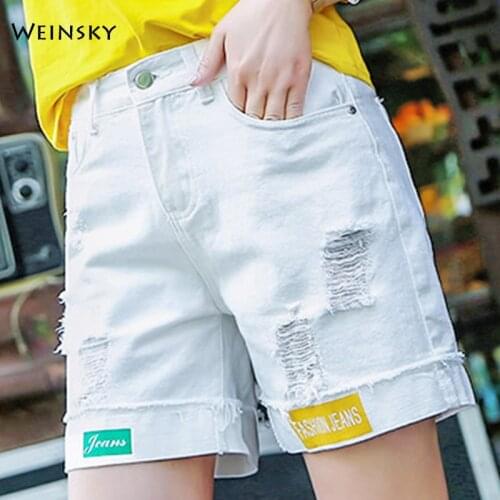 New Women Fashion Denim Shorts Plus Size Summer Casual Style Ripped Jeans