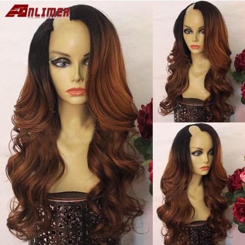 Ombre Brown T#1b/30 U Part Human Hair Wigs Body Wave Brazilian Remy Hair Right Side Part 2*4" Two Tone Color For Black Women
