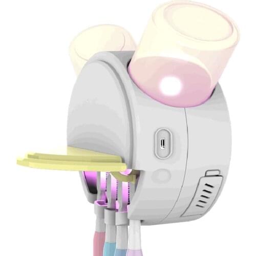 Rechargeable Toothbrush Wall-Mounted Cleaner Disinfection Toothbrush Machine Cute Toothbrush Disinfection Machine（4 ports