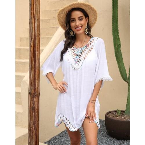 Beach Capes On Swimsuit White Tunic Plus Size Crochet Swimwear Cover Up Women Summer Cover Ups Sexy Backless Bandage Handmade