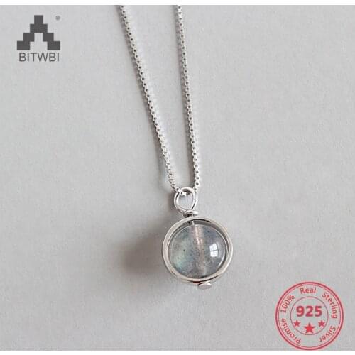 Real S925 Sterling Silver Charms Unique Handmade Natural Moonstone Pendant Necklace Jewelry