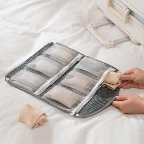 6 Pockets Polyester Hanging Storage Bag with Zipper Knitted Net Mesh Bags Home Organizer For Clothing Socks Underwear Cosmetics