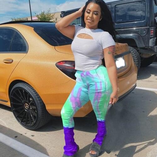 Colorful Stacked Sweatpants for Women Female Skinny Stacked Leggings Bell Bottom Flare Pleated Pants Joggers Trousers Sportswear