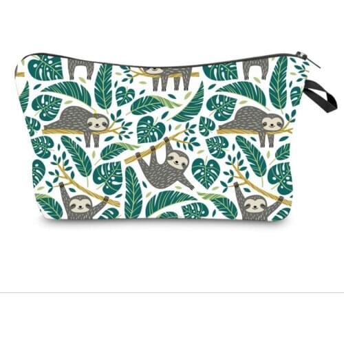 Sloth print cosmetic bag clutch bag lady multi-function travel storage bag