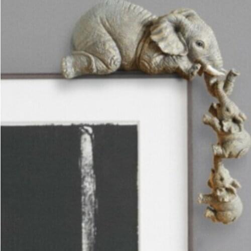 Elephant Resin Crafts Hand-Painted Figurines Three-piece Elephant Mother And Two Babies Ornaments Home Livingroom Decorations