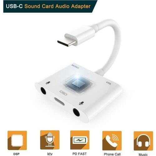 THT-010+ USB-C to Voice Beauty Audio Adapter Type C to Dual 3.5mm Jack Audio Adapter Music Converter Connector THT-010
