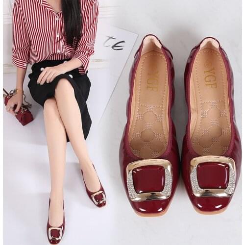 Womens Roll Shoes Womens Pointed Shoes Metal Buckle Shoes Womens Soft Bottom Flat Shoes Women Shoes Flat Womens Flats