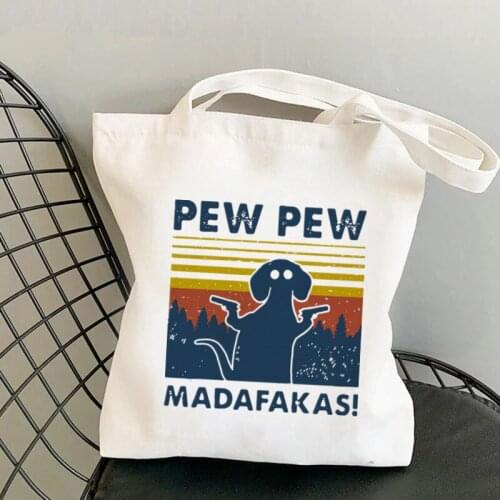 2021 Shopper Dachshund Pew Pew Madafakas Printed Bag Harajuku women Shopping Bag Canvas girl handbag Tote Bag Shoulder Lady Bag