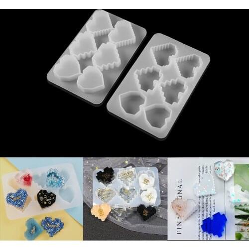 3 Styles Love Shape Silicone Mold Heart UV Epoxy Resin Mould DIY Resin Key Chain Pendant Crafts Jewelry Making Mold Tool
