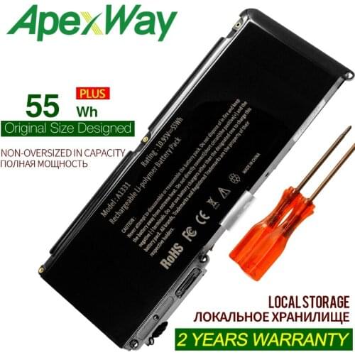 ApexWay 55Wh MC207 For MacBook 13" Pro 15" 17' 13.3-Inch 10.95V Laptop battery For Apple A1342 A1331 661-5391