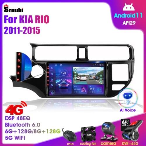 T6 Android 10.0 2 Din For KIA RIO 2011- 2015 4G net 4+64G Car Radio Multimedia Video Navigation GPS Player Split Screen Car play