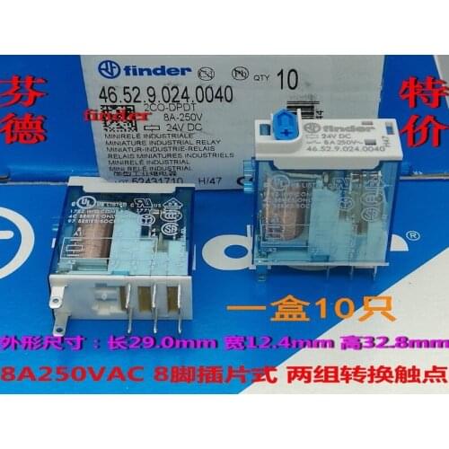 Free shipping lot(2pieces/lot)100%Original New 46.52.9.024.0040 24VDC 8A 8PINS Intermediate relay