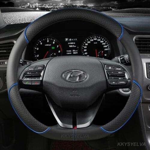 D Shape Steering Wheel Cover PU Leather for Geely Atlas Emgrand EC7 Coolray VW Golf 7 Hyundai Santa fe 2014-2020