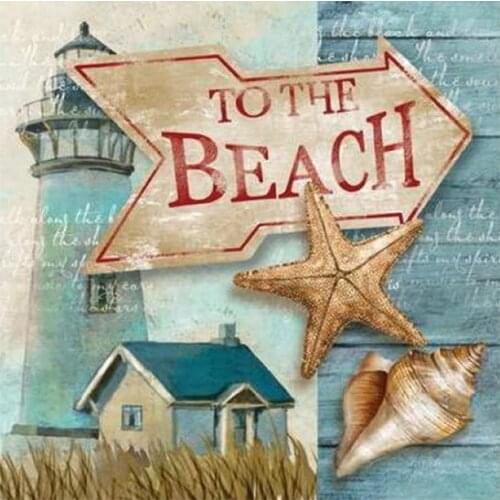 Diy 5d Full Square/round Diamond Painting Cartoon Diamond Mosaic Landscape Shell Picture Of Rhinestone Beach Decor Home