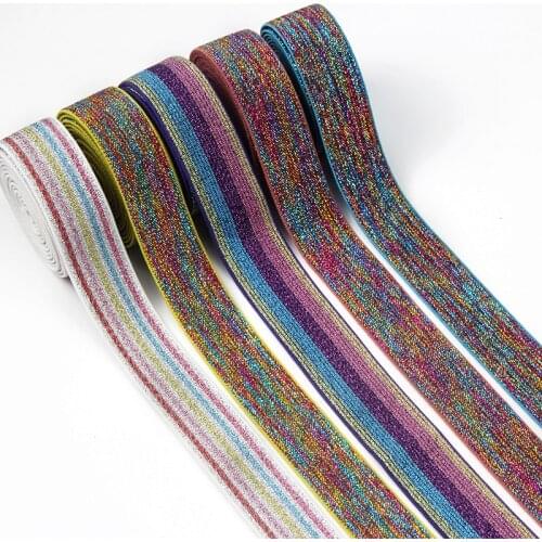Elastic Band 2.5CM Colourful Glitter Rubber Bands Wide 25mm for Headband Durable Pants Skirt Belt Sewing Clothing Accessories 1M