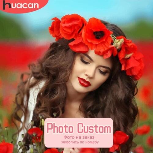 HUACAN Personalised Paint By Numbers Photo Custom DIY Oil Painting By Number Picture Drawing Canvas Portrait Family Photo