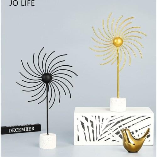 JO LIFE Ironwork Tabletop Ornament Nordic Style Windmill Household Office Flower Wind Decoration Statue