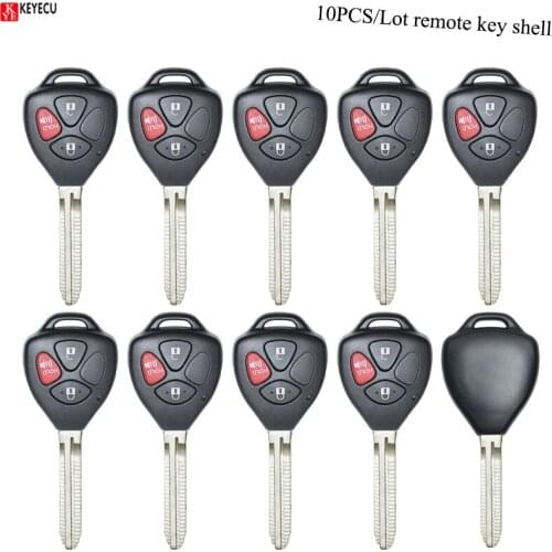 KEYECU 10PCS/Lot Remote Control Car Key Shell Housing With 3 Button - FOB for Toyota Yaris Scion TC Hilux Vigo 4Runner Fortuner