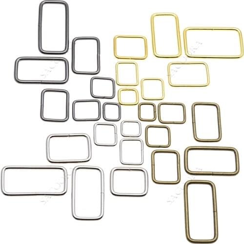 10pcs Metal Wire Formed Rectangle Ring Adjustable Belt Buckle D Ring Loops for Backpacks Strap Cat Dog Collar DIY Accessories