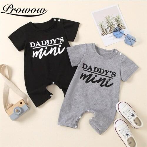 Prowow Summer New Born Sleepwear For Baby Clothes Letter DADDYS Mini Baby Boy Romper Solid Infant Bobysuits Male Baby Costume