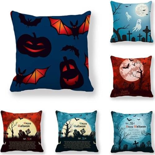 Moonlight Series Halloween Decor Cushion Cover Peachskin Polyester Pillowcase Sofa Seat Cushion Cover Festival Party Home Decor